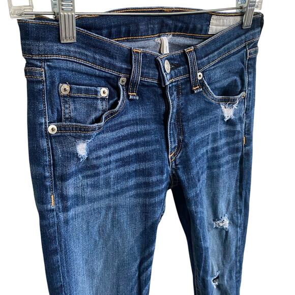 Rag & Bone Jean Women's "Capri" Jeans in "DK Shredded" Wash distressed 25 - Picture 13 of 16